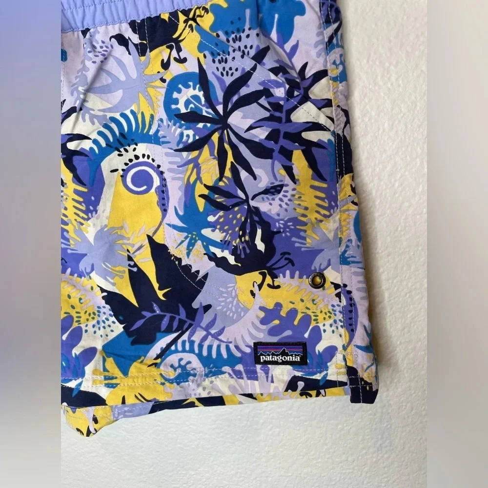 Patagonia Girls Costa Rica Baggies Shorts Purple Yellow Youth Size XXL